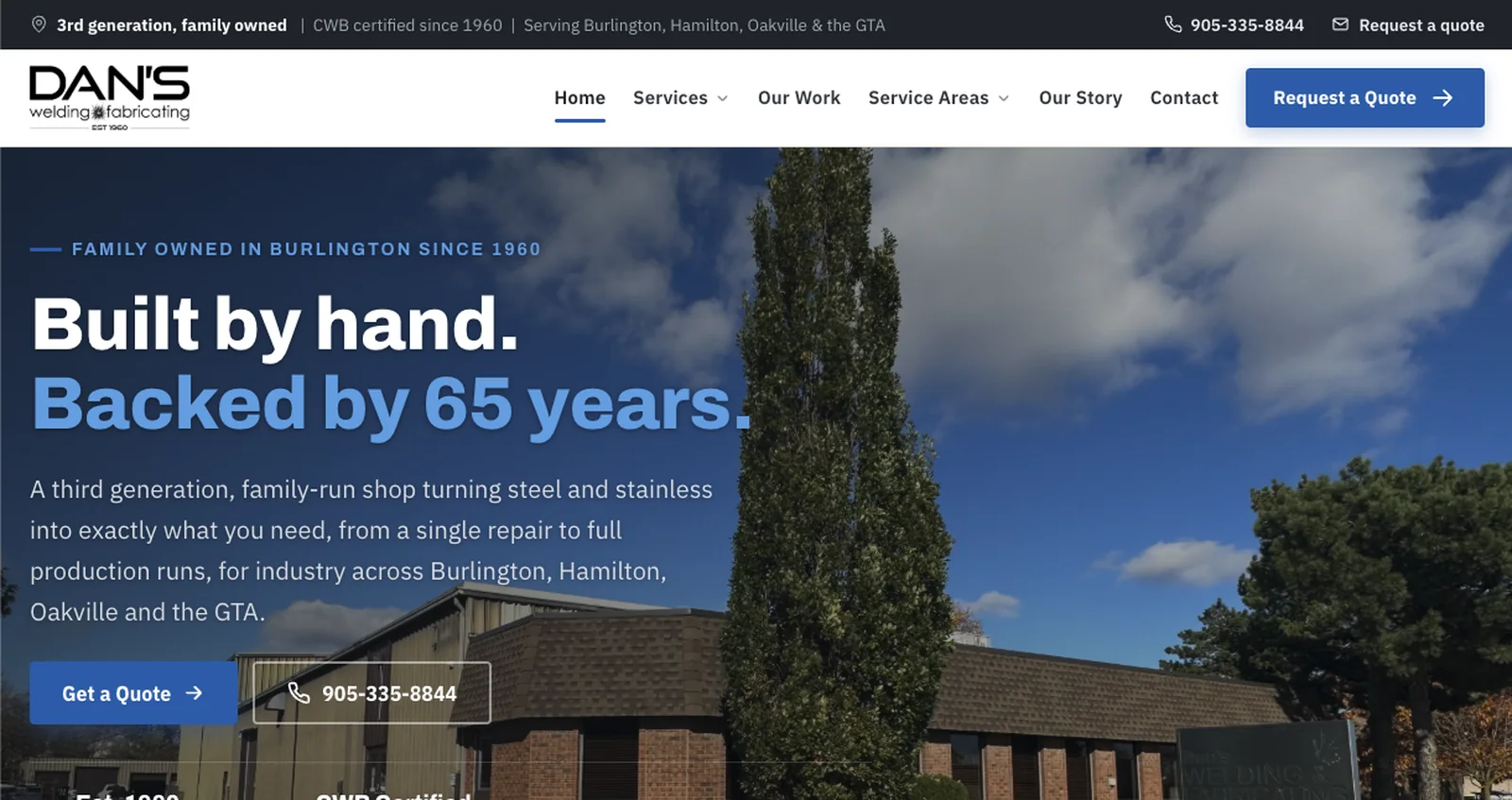 A trade website built by Fuller Media on a laptop